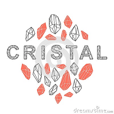 Decorative vector design. Crystal illustration. Cartoon Illustration